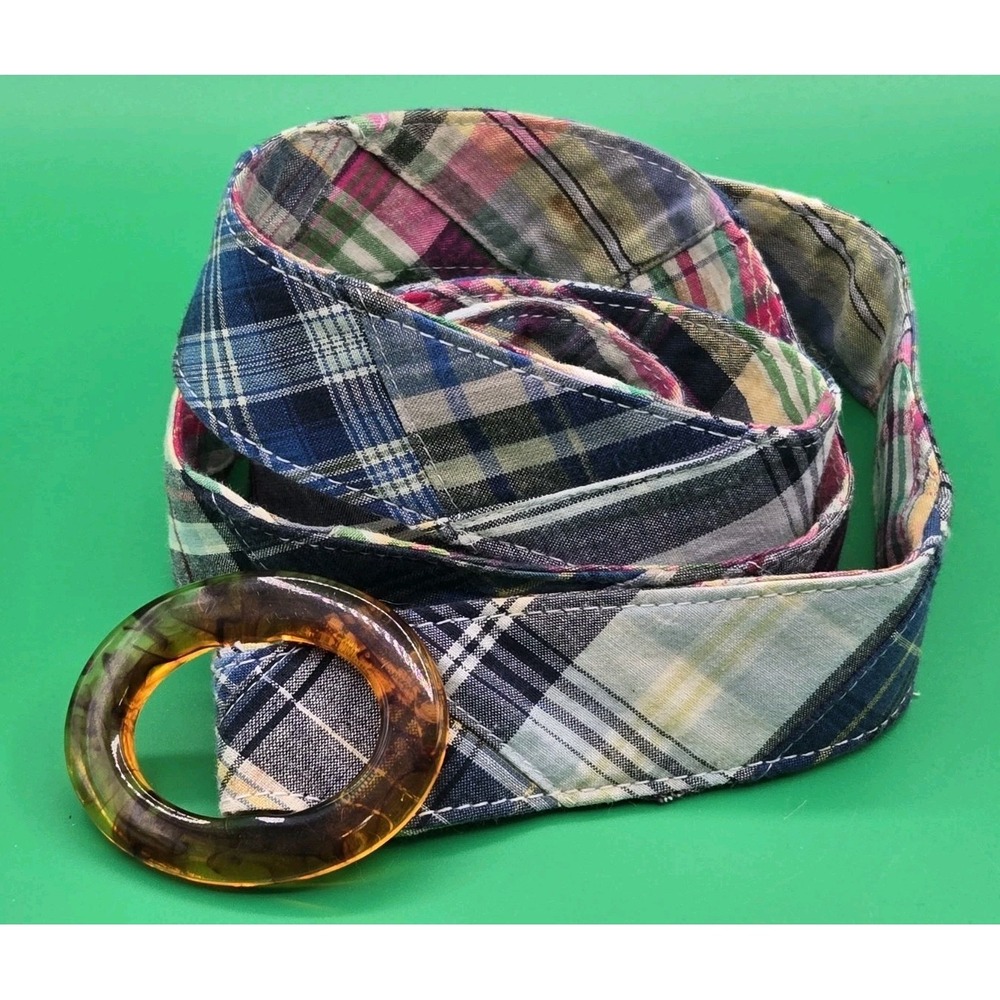 Thomas Bates USA Cloth Belt Multicolor Plastic Buckle XL 53" Non-Show Stained